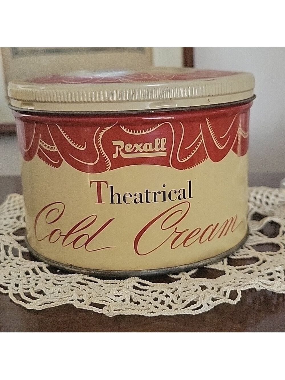Antique 50s Rexall Theatrical Cold Cream Tin with Contents Original USA Made